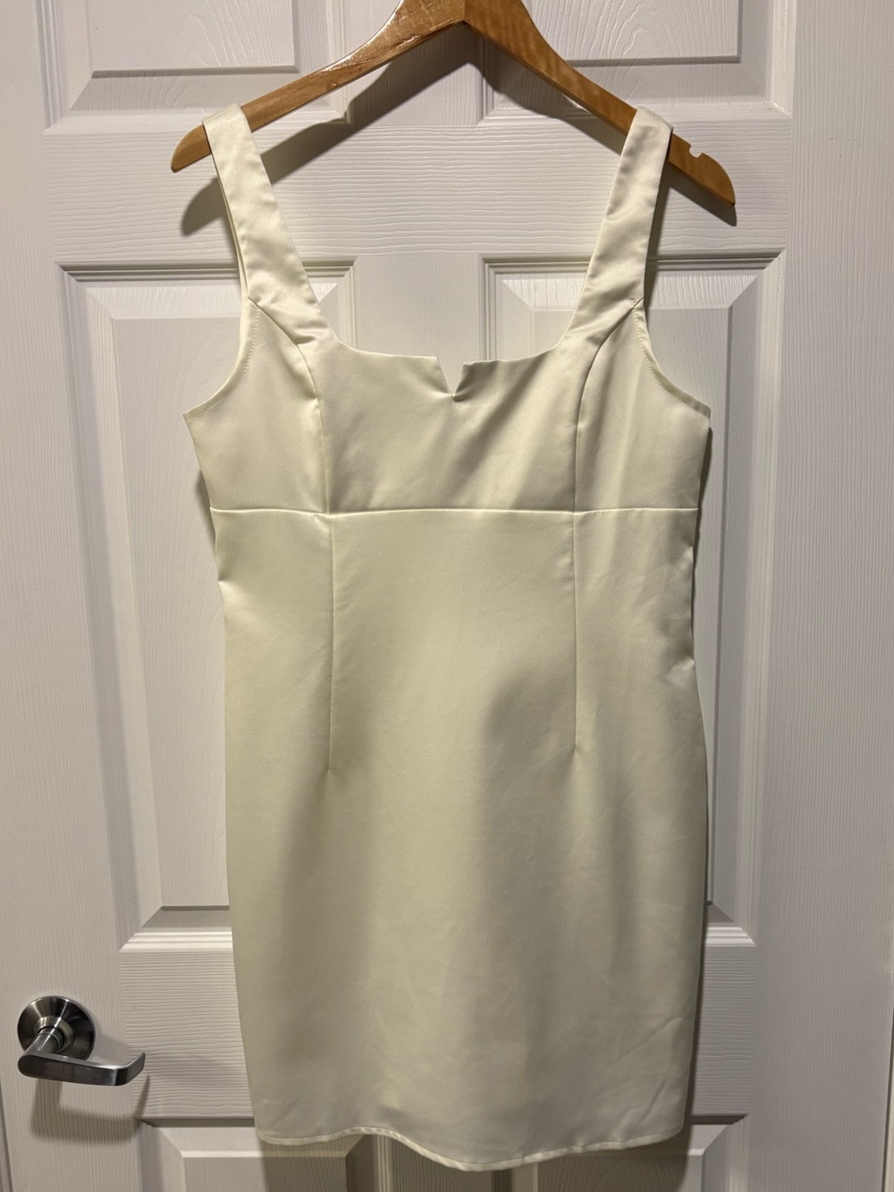 Cream Square-Neck Sleeveless Shift Dress